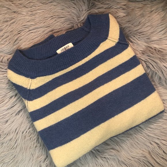 Umgee | Vici Collection Blue and Tan Tunic Sweater SMALL - Picture 7 of 7